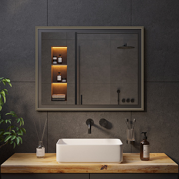 Зеркало с подсветкой в бронзовой раме Латунь Aluminium Зеркало с подсветкой в бронзовой раме Латунь Aluminium