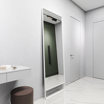 Напольное прямоугольное зеркало в белой металлической раме MUSCA Slim Leg XL 220 см (в тонкой раме на ножке) Напольное прямоугольное зеркало в белой металлической раме MUSCA Slim Leg XL 220 см (в тонкой раме на ножке)