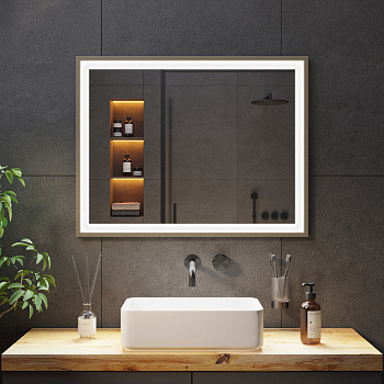 Зеркало с подсветкой в бронзовой раме Латунь Aluminium Зеркало с подсветкой в бронзовой раме Латунь Aluminium