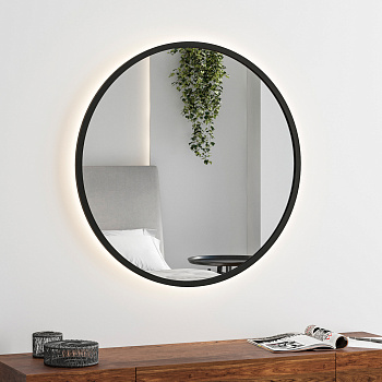 Круглое зеркало Verte с подсветкой в черной раме Круглое зеркало Verte с подсветкой в черной раме