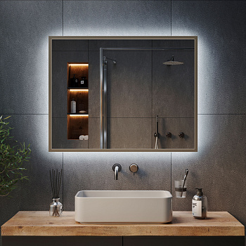 Зеркало с Ambilight подсветкой в латунной раме Латунь Aluminium Зеркало с Ambilight подсветкой в латунной раме Латунь Aluminium