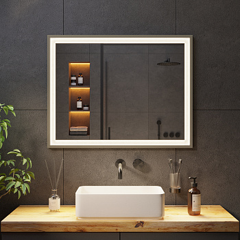 Зеркало с подсветкой в бронзовой раме Латунь Aluminium Зеркало с подсветкой в бронзовой раме Латунь Aluminium