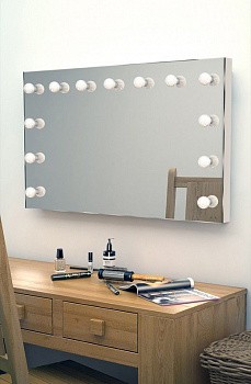 Гримерное зеркало П-образное с подсветкой лампочками LED Гримерное зеркало П-образное с подсветкой лампочками LED