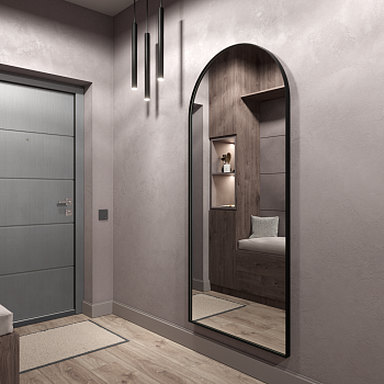 Арочное зеркало в чёрной металлической раме GLINT 180 см Арочное зеркало в чёрной металлической раме GLINT 180 см