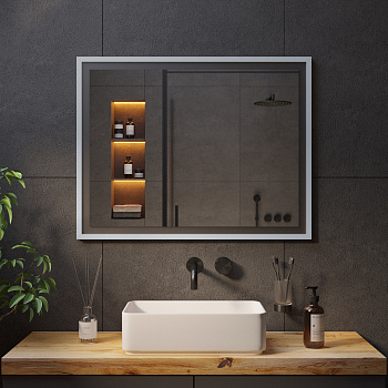 Зеркало с подсветкой в серебристой раме Silver Aluminium Зеркало с подсветкой в серебристой раме Silver Aluminium